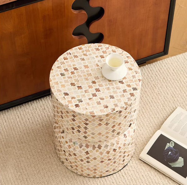 Elegant Small End Table, Modern Side Table, Contemporary Bedside Table, Bedside Small Side Table, Creative Coffee Table, Contemporary Side Table, Portable Casual Side Table, Shell Small Sofa Side Table-Silvia Home Craft