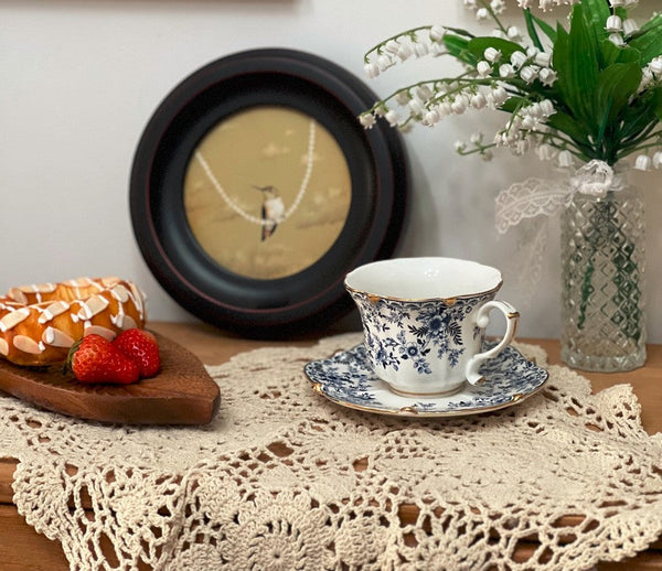 French Style China Porcelain Tea Cup Set, Unique Tea Cup and Saucers, Royal Ceramic Cups, Elegant Vintage Ceramic Coffee Cups for Afternoon Tea-Silvia Home Craft