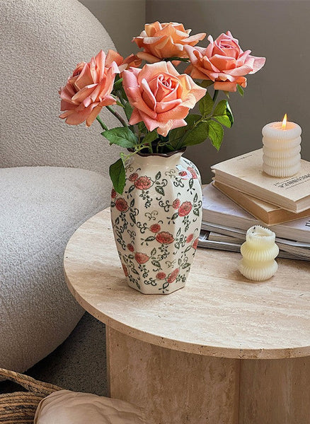 Rustic Porcelain Flower Vases, Handmade Water Holding Flower Vases, Ceramic Bouquet Vases, Tall Flower Vases on Table-Silvia Home Craft