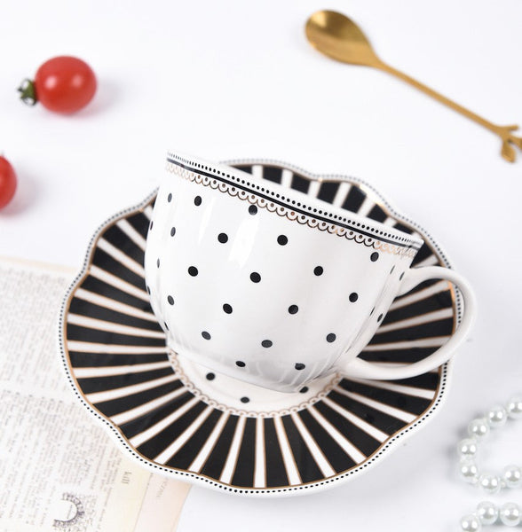 Creative Bone China Porcelain Tea Cup Set, Elegant Modern Ceramic Coffee Cups, Unique Porcelain Cup and Saucer, Afternoon British Tea Cups-Silvia Home Craft