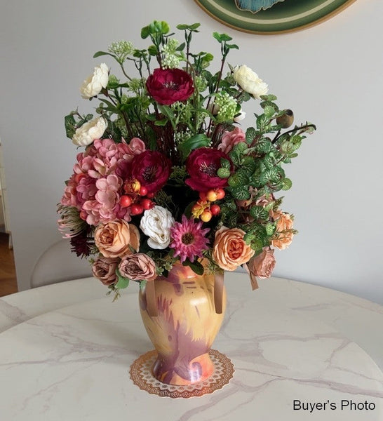 Amazing Artificial Floral Arrangement for Bedroom, Modern Large Bunch of Flowers Arrangement Interior Design, Creative Faux Silk Floral Bouquet Table Centerpiece-Silvia Home Craft