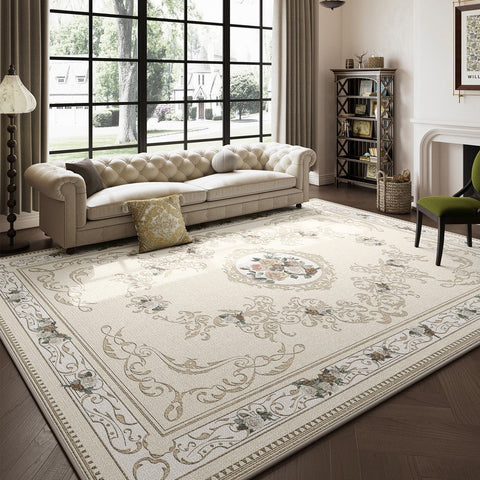 French Style Modern Rugs Next to Bed, Large Modern Rugs for Living Room, Modern Rugs under Dining Room Table, Modern Carpets for Bedroom-Silvia Home Craft