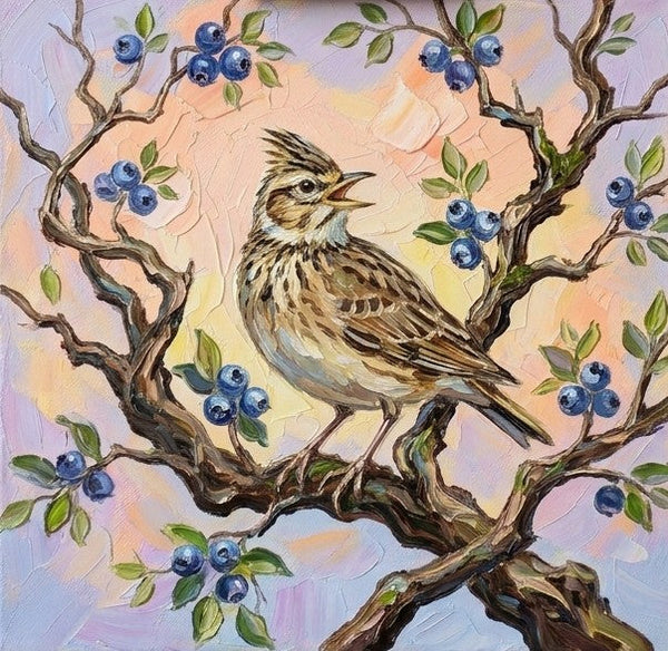 Original Small Paintings, Lark Bird Painting, Ready to Hang Artwork, Acrylic Art on Canvas, Heavy Texture Artwork, Impasto Paintings, Hand Painted Canvas Art-Silvia Home Craft