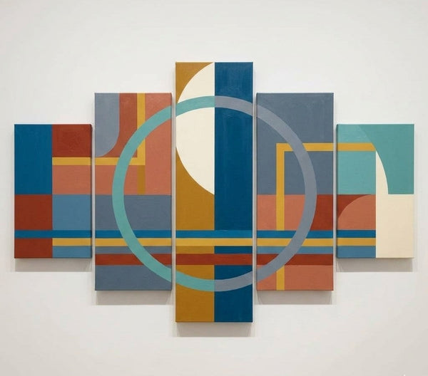 Bedroom Wall Art Paintings, Colorful Abstract Paintings, Geometric Modern Art, Hand Painted Acrylic Art-Silvia Home Craft