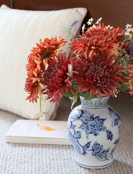 Porcelain Flower Vases, Centerpiece Ceramic Bouquet Vases, Handmade Flower Vase, Vintage Flower Vases on Dining Table-Silvia Home Craft
