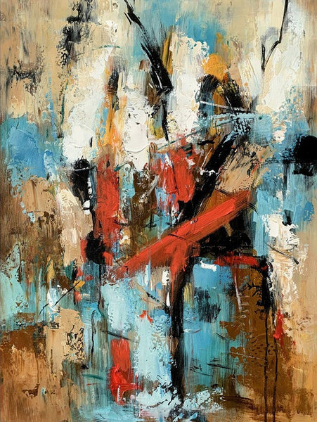Contemporary Wall Painting, Living Room Wall Painting, Modern Artwork, Large Canvas Painting, Acrylic Painting for Dining Room-Silvia Home Craft