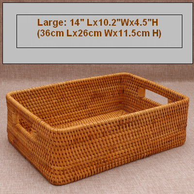 Woven Storage Baskets, Rectangular Storage Baskets, Rattan Storage Basket for Shelves, Kitchen Storage Baskets, Storage Baskets for Bathroom-Silvia Home Craft