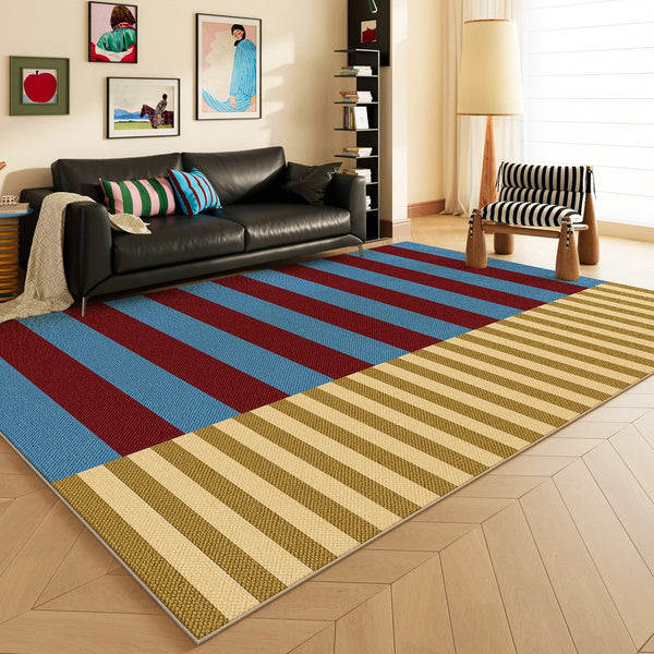 Modern Living Room Rug Ideas, Blue Mid Century Modern Rugs, Colorful Modern Rugs for Dining Room, Geometric Contemporary Area Rugs-Silvia Home Craft