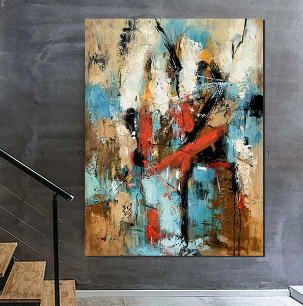 Contemporary Wall Painting, Living Room Wall Painting, Modern Artwork, Large Canvas Painting, Acrylic Painting for Dining Room-Silvia Home Craft
