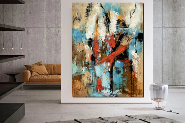 Contemporary Wall Painting, Living Room Wall Painting, Modern Artwork, Large Canvas Painting, Acrylic Painting for Dining Room-Silvia Home Craft