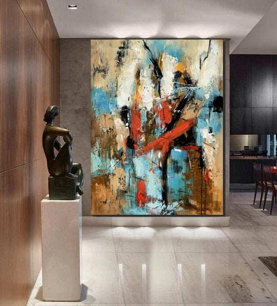 Contemporary Wall Painting, Living Room Wall Painting, Modern Artwork, Large Canvas Painting, Acrylic Painting for Dining Room-Silvia Home Craft