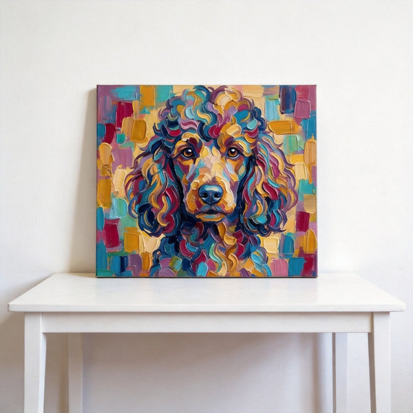 Colorful Abstract Pet Portrait Painting, Poodle Dog Portrait, Hand Painted Canvas Art, Impasto Artwork, Small Art on Canvas, Original Acrylic Paintings, Heavy Texture Painting-Silvia Home Craft