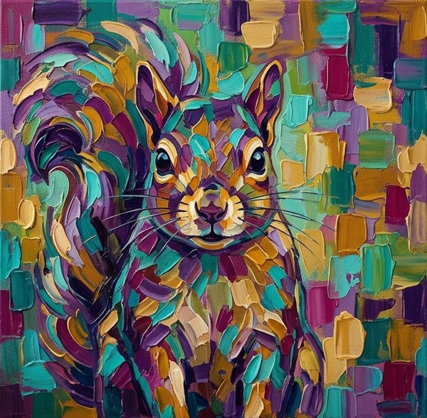 Hand Painted Canvas Art, Abstract Squirrel Painting, Impasto Artwork, Abstract Animal Painting, Original Acrylic Paintings, Heavy Texture Painting, Small Art on Canvas-Silvia Home Craft