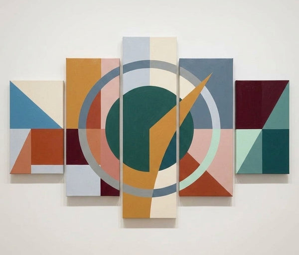 Living Room Wall Art Paintings, Geometric Modern Art, Hand Painted Acrylic Art, Colorful Abstract Paintings-Silvia Home Craft