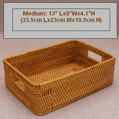 Woven Storage Baskets, Rectangular Storage Baskets, Rattan Storage Basket for Shelves, Kitchen Storage Baskets, Storage Baskets for Bathroom-Silvia Home Craft