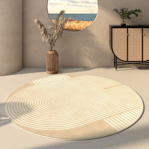Contemporary Circular Rugs for Study Room, Modern Round Rugs for Dining Room, Round Modern Rugs for Living Room, Abstract Geometric Modern Rugs-Silvia Home Craft