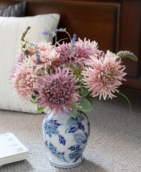 Porcelain Flower Vases, Centerpiece Ceramic Bouquet Vases, Handmade Flower Vase, Vintage Flower Vases on Dining Table-Silvia Home Craft