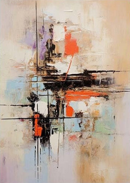 Large Acrylic Canvas Paintings, Simple Wall Art Ideas, Heavy Texture Painting, Bedroom Abstract Paintings, Modern Abstract Painting-Silvia Home Craft