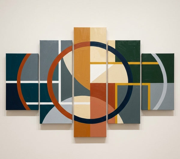 Hand Painted Acrylic Art, Living Room Wall Art Paintings, Geometric Modern Art, Colorful Abstract Paintings-Silvia Home Craft