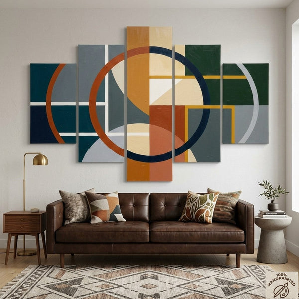 Hand Painted Acrylic Art, Living Room Wall Art Paintings, Geometric Modern Art, Colorful Abstract Paintings-Silvia Home Craft