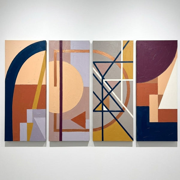 Original Contemporary Paintings, Hand Painted Canvas Art, Multi Panel Wall Art Paintings, Geometric Abstract Artwork-Silvia Home Craft