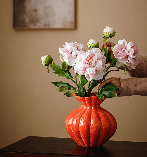 Modern Flower Vase Centerpiece on Table, Handmade Water Holding Flower Vases, Porcelain Flower Vases, Ceramic Bouquet Vases-Silvia Home Craft