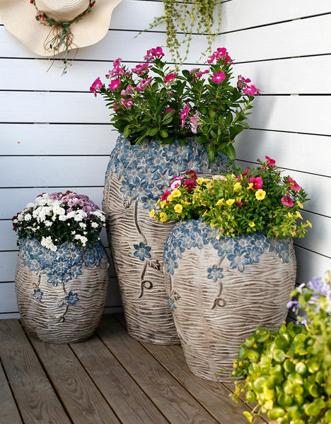 Extra Large Garden Flower Planters, Oversized Garden Flower Pot, Garden Ornaments, Large Resin Gardern Flower Planter, Modern Outdoor Garden Flower Pots-Silvia Home Craft