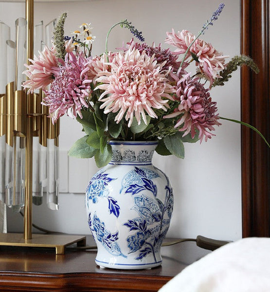 Handmade Flower Vase, Vintage Flower Vases on Dining Table, Porcelain Flower Vases, Centerpiece Ceramic Bouquet Vases-Silvia Home Craft