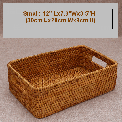 Woven Storage Baskets, Rectangular Storage Baskets, Rattan Storage Basket for Shelves, Kitchen Storage Baskets, Storage Baskets for Bathroom-Silvia Home Craft