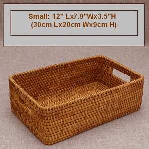 Woven Storage Baskets, Rectangular Storage Baskets, Rattan Storage Basket for Shelves, Kitchen Storage Baskets, Storage Baskets for Bathroom-Silvia Home Craft