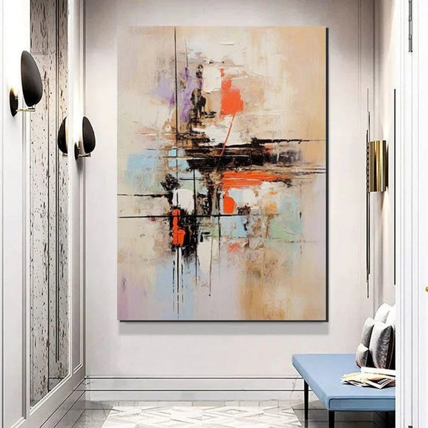 Large Acrylic Canvas Paintings, Simple Wall Art Ideas, Heavy Texture Painting, Bedroom Abstract Paintings, Modern Abstract Painting-Silvia Home Craft