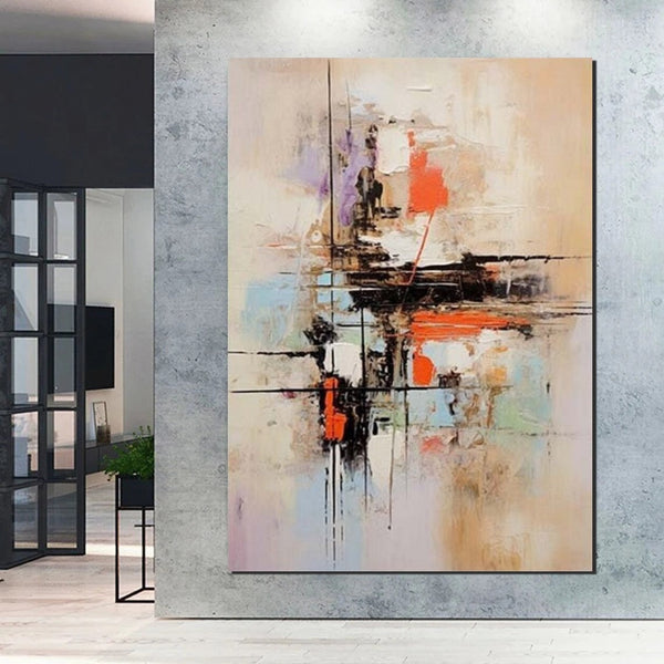 Large Acrylic Canvas Paintings, Simple Wall Art Ideas, Heavy Texture Painting, Bedroom Abstract Paintings, Modern Abstract Painting-Silvia Home Craft