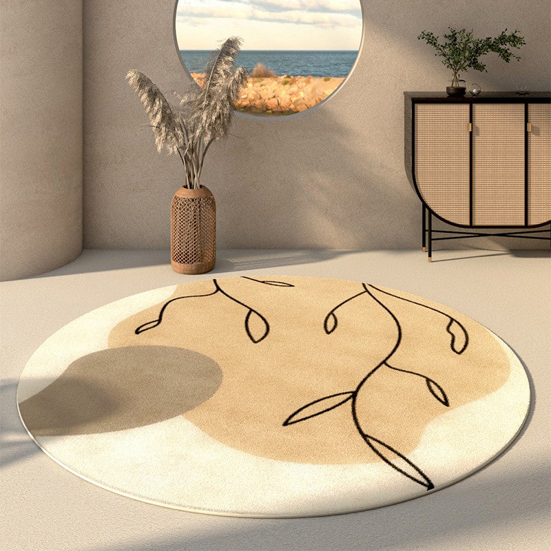 Large Modern Rugs for Living Room, Modern Round Rugs for Dining Room, Abstract Geometric Round Rugs, Circular Modern Rugs for Bedroom-Silvia Home Craft