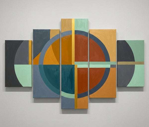 Bedroom Wall Art Paintings, Geometric Modern Art, Colorful Abstract Paintings, Hand Painted Acrylic Art-Silvia Home Craft