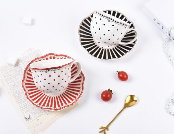Elegant Modern Ceramic Coffee Cups, Creative Porcelain Tea Cup Saucer Set, Unique Porcelain Cup and Saucer, Afternoon British Tea Cups-Silvia Home Craft
