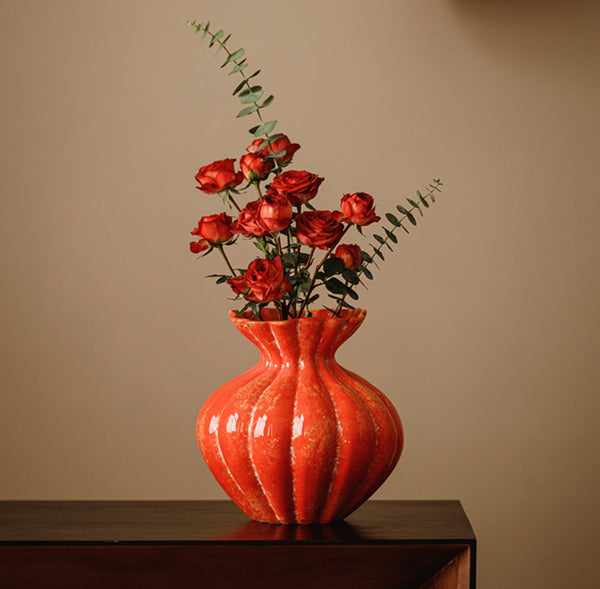 Modern Flower Vase Centerpiece on Table, Handmade Water Holding Flower Vases, Porcelain Flower Vases, Ceramic Bouquet Vases-Silvia Home Craft