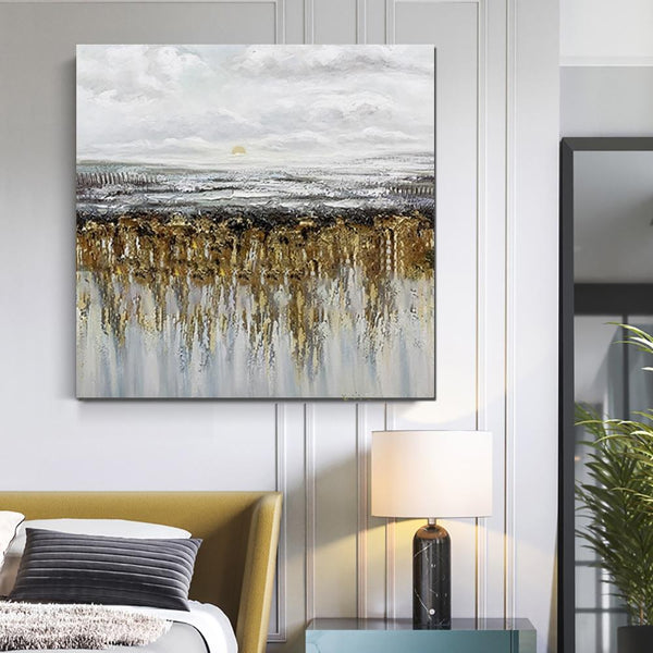 Heavy Texture Painting, Extra Large Paintings for Dining Room, Hand Painted Wall Art Painting, Modern Canvas Paintings for Living Room-Silvia Home Craft