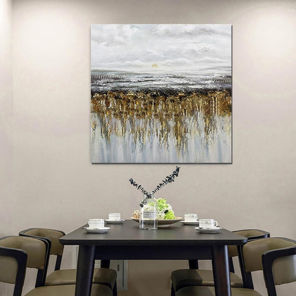 Heavy Texture Painting, Extra Large Paintings for Dining Room, Hand Painted Wall Art Painting, Modern Canvas Paintings for Living Room-Silvia Home Craft
