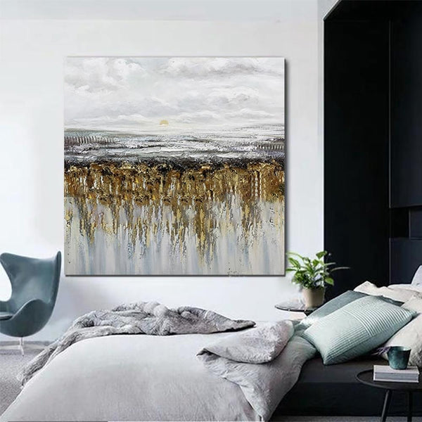 Heavy Texture Painting, Extra Large Paintings for Dining Room, Hand Painted Wall Art Painting, Modern Canvas Paintings for Living Room-Silvia Home Craft