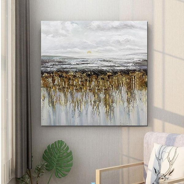 Heavy Texture Painting, Extra Large Paintings for Dining Room, Hand Painted Wall Art Painting, Modern Canvas Paintings for Living Room-Silvia Home Craft