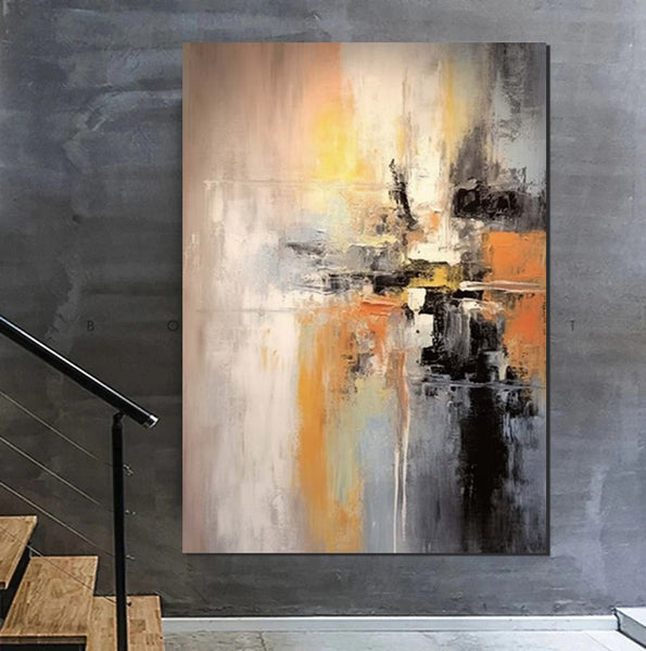 Heavy Texture Painting, Bedroom Abstract Paintings, Large Acrylic Canvas Paintings, Simple Wall Art Ideas, Modern Abstract Painting-Silvia Home Craft