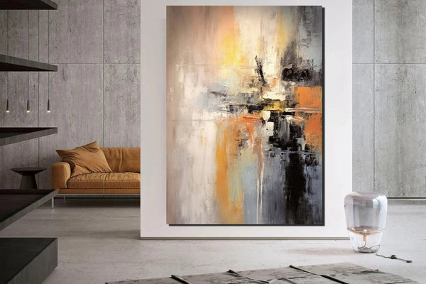 Heavy Texture Painting, Bedroom Abstract Paintings, Large Acrylic Canvas Paintings, Simple Wall Art Ideas, Modern Abstract Painting-Silvia Home Craft