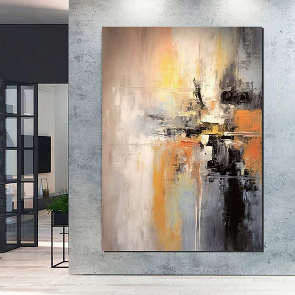 Heavy Texture Painting, Bedroom Abstract Paintings, Large Acrylic Canvas Paintings, Simple Wall Art Ideas, Modern Abstract Painting-Silvia Home Craft