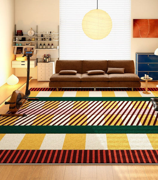 Contemporary Modern Rugs for Bedroom, Colorful Abstract Modern Area Rugs for Dining Room, Large Geometric Rugs for Living Room-Silvia Home Craft