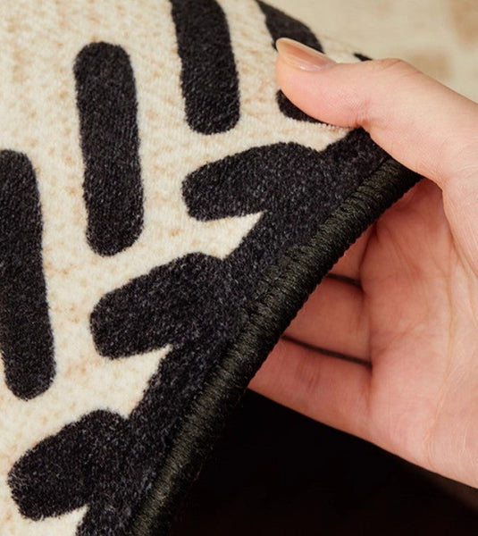 Mid Century Modern Rugs Next to Bed, Modern Rugs for Dining Room, Contemporary Rugs for Bedroom, Cream Modern Carpets for Living Room-Silvia Home Craft