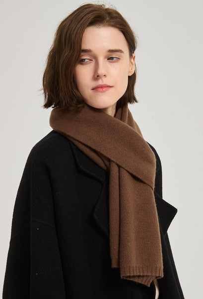 Casual Scarf for Women, Birthday Gift for Girl, Brown Soft Cashmere Scarf for Women, Modern Wool Scarf for Women, Cold Weather Scarves, Winter Wool Scarf-Silvia Home Craft