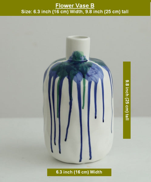 Handmade Water Holding Flower Vases, Modern Ceramic Flower Vases, Porcelain Bud Vases, Small Flower Vases on Table-Silvia Home Craft
