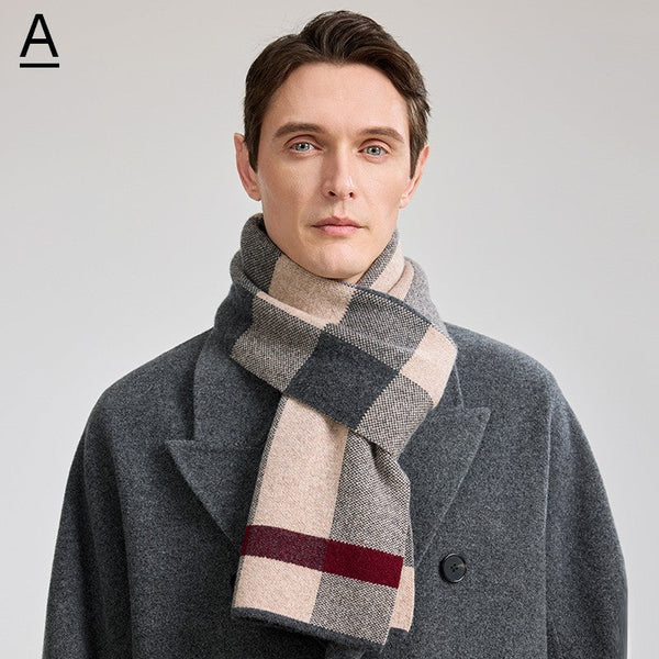 Modern Fashion Scarf, Thick Wool Scarf, Formal Men Scarf Styles, Casual Scarf Men, Men's Winter Scarf, Men's Wool Scarf Winter, Business Wool Scarf for Gentleman-Silvia Home Craft