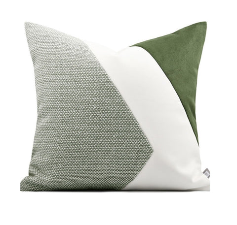 Green White Modern Pillows for Couch, Abstract Decorative Throw Pillows for Living Room, Large Modern Sofa Cushion, Decorative Pillow Covers-Silvia Home Craft
