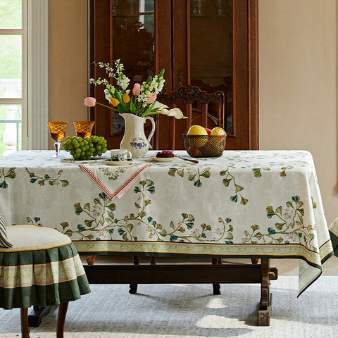 Extra Large Modern Rectangular Tablecloth for Dining Room Table, Ginkgo Leaves Table Covers, Square Tablecloth for Kitchen, Large Tablecloth for Round Table-Silvia Home Craft